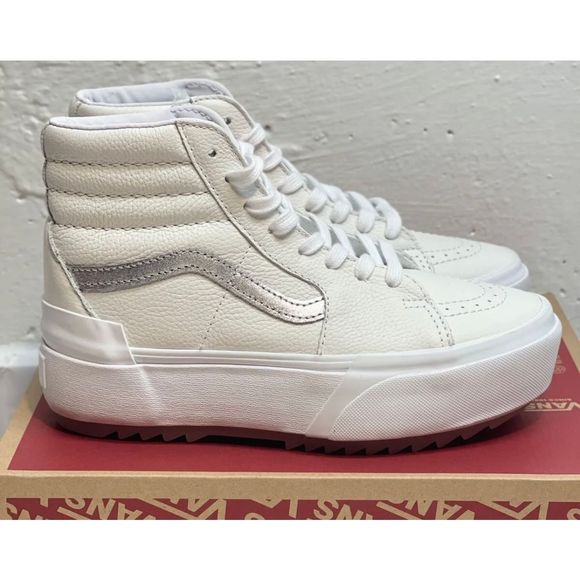 Vans Sneakers Sk8 Hi Stacked Platform Pop True White Metallic Women Size 5.5 New - Picture 7 of 12